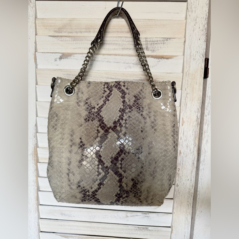 Michael Kors Jet Set Gray Python Print Leather Co… - image 2